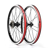 LSRRYD 16'' Faltbares Fahrrad Laufradsatz 305 Felge V Bremse Geschraubt 74/85mm Nabe 16/20H 9-13-17T Abnehmbare Gear Kompatibel 3/6 Geschwindigkeit 910g (Color : Black A)