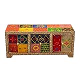 Casa Moro Orientalische Mini-Kommode Chandi mit 3 Schubladen 28x11x10 cm (B/T/H) aus Holz | handbemalte Apotherschränkchen Box Schmuckkasten | Originelle Geschenk-Idee Dekoration MA27-05