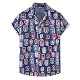 Herren Hawaii Hemd Männer Funky Kurzarm Sommer Urlaub Tropical Strand Vintage Hemden Freizeithemd Strand Küsten S