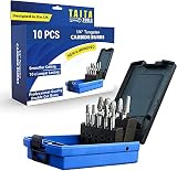 Hartmetall-Frässtift-Set, 6.35 mm Schaft, massives Wolfram-Doppelschnitt-Drehschleifer-Bits – Zubehör für Dremel, Fordom, Dewalt, Milwaukee und Makita- für Holzschnitzerei, Gravieren, 10 Stück