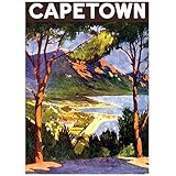 BDTSRT Leinwandposter Kein Rahmen 60X90cm Vintage Illustrated Travel Poster Capetown South Africa Modern Canvas Print Wall Art for Office Home D