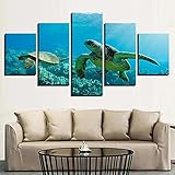ZHRMGHG Bilder Leinwand Meeresschildkröte 5 Panel Wand Art Druck Auf Leinwand Ideale Heim Büro Dekoration Vielen Größen Fertig Gerahmt Mit H