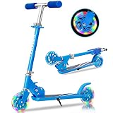 TENBOOM Roller Kinder Scooter 6 Jahre, 2 LED aufleuchten Räder Tretroller Kinder Roller Mädchen Jungen Klappbar höhenverstellbar hinterradbremse Roller für 3-10 J