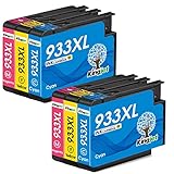 Kingjet 933XL Kompatibel Tintenpatrone als Ersatz für HP 932 XL 933 XL 932XL 933XL Multipack Farben Patrone, für HP Officejet 6600 6100 6700 7110 7510 7610 7612 Drucker (2 Cyan, 2 Magenta, 2 Gelb )