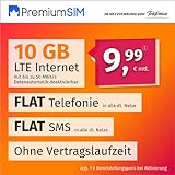 PremiumSIM Handyvertrag LTE XL - ohne Vertragslaufzeit (Flat Internet 10 GB LTE mit max. 50 MBit/s mit deaktiverbarer Datenautomatik, Flat Telefonie, Flat SMS und EU-Ausland, 9,99 Euro/Monat)