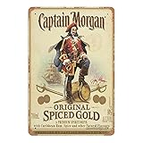 XREE Captain Morgan Spiced Gold Poster Blechschild Poster Wanddekoration Retro Metallschild Modern Room Vintage Schild Hängeschild Rustikale Heimdekoration 20,3 x 30,5