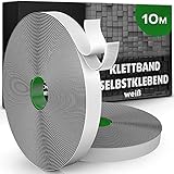 Klettband Selbstklebend extra Stark - 10m lange Rolle 20mm breit - Haken und Flauschband - Doppelseitges Klettverschluss passend fürs Fliegengitter und Wandbefestigung ohne bohren (Weiß)