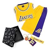 Kleine Jungen Basketball Anzug 2-teiliges Set, Basketball Trainings Ärmellos Trikot Schnell trocknendes und Shorts, Mit Schlüsselanhänger und Exquisiter Geschenkbox,Gelb,XL