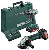 Metabo 685082000 Combo Set 18 V Bohrschrauber BS Akku-Winkelschleifer W 18 LTX 125 Quick, grün; grau; schwarz;