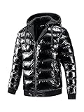 Wendejacke Herren Herbst Winter Mit Kapuze Einfarbig / Camouflage Druck Herren Daunenjacke Slim Fit Verdickung Täglich Winddicht Warm Herren Kältejacke L-Black3 XXL