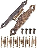 FUXXER® - 6x Antike Scharniere, Bronze Eisen Design, Für Schränke Schrank-Türen Truhen Kisten Dosen im Vintage Land-Haus Retro Stil, 65x34mm 6er S