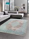 CARPETIA Teppich Wohnzimmerteppich Ornamente Vintage türkis grau Größe 120x170