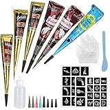 Temporary Henna Tattoo Kit, Temporary Inks with 4 Plastic Nozzles 2 Tattoo Temp