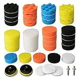 Trintion Polierschwamm 40tlg 80mm Polierschwämme Polieren Pad Schwamm Set - Polierpad Polierscheibe Set Polierteller Kit für B