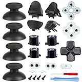 teile für PS4 Controller, 4 Thumbsticks + L2 R2 L1 R1 Trigger + ABXY Tasten + D-Pad + Federn + 1 Set Silikon leitfähige Gummipads set für PS4 Controller Gen 2 Dunkelg