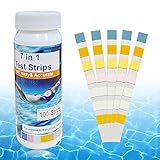 Sunshine smile Wassertest,7 in 1 Wassertester Trinkwasser, 100 Stück Pool Teststreifen Spa Whirlpool Teststreifen,PH Teststreifen Teststrips,Wassertester für Brunnenwasser und Leitungsw