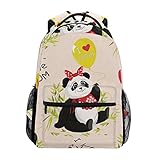 TIZORAX sitzender Panda holzfarbene Tischplatte Rucksack Schulranzen Segeltuch Wandern Reise Rucksack