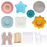Allazone 52 Stück Acryl Ausgießsieb Acryl Gießen Sie Siebe, 7 Stück Acryl Ausgießsieb Flow Painting Tools Kits mit Pinsel, Handschuhe für DIY Farbe, Dusche, Badew