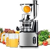 Aobosi Entsafter Slow Juicer 80mm Wide Mouth Entsafter Edelstahl Profi Entsafter Ruhiger Motor Hoher Nährstoff Frucht & Gemüsesaft mit Saftkanne & Reinigungsbürste（Blanker Edelstahl）