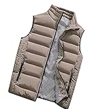 JenK Cing Herren Stehkragen Steppweste Dicke Freizeit Winterweste mit Reißverschluss Taschen Futter mit Kletttasche Winter Outdoor Warm Weste Ärmellos Steppjacke mit Gefüttert Leicht Daunenw