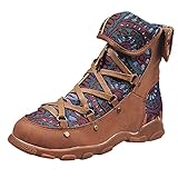 Caixunkun Women's Ankle Boots Elegant Booties with Low Heels Retro Strap Flower Knitted Women Bootie Autumn Winter Boots Ankle Boots Ankle Shoes Wellington Boots Women's Snow B