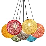 Aniiii Antike Runde Prägnante Handgewebte Rattan-Rebe-Kugel-Pendelleuchte, E27-bunte Hängelampe Für Restaurant-Küche-Insel-Leuchte Retro-Vintage-Kreativ-Dekor (7,87 Zoll / 11,81 Zoll)