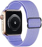 Nylonband für Apple Watch, Scrunchie Loop Armband Uhrenarmband für iWatch Series SE/6/5/4/3/2/1-Lavendel,42mm oder 44