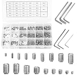 LAOYE Madenschrauben Set 510 Stück Gewindestift Sortiment Edelstahl M2 M3 M4 M5 M6 M8 Sechskantkopf Inbusschraube - Schraube für Türgriff, Türklinke, Halterung, Knöpfe usw