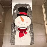 L_shop Weihnachtsdekor Happy Santa WC-Sitzbezug und Teppich-Set Home Indoor Decor,Zweiteiliger Schneemann-Anzug