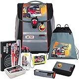 Feuerwehr - Firefighter - McNeill Ergo Primero Schulranzen-Set 8 TLG. mit Brotdose und Trinkflasche, Heftbox, Geldbö