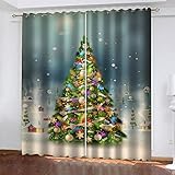 WBDJTX Vorhänge Blickdicht Wohnzimmer Gardinen Verdunkelungsvorhang Schlafzimmer Kinderzimmer 3D Digitaldruck Christbaumschmuck Ösenschal 2Er Set - 280X260 cm Thermovorhang