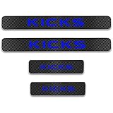 YPQQG 4Pcs Auto Kohlefaser Einstiegsleisten Kick Plates, für Nissan Kicks Türschweller Anti Scuff Schutzstreifen Dekoratives Trittplatten Car Styling Zubehör(Blue)