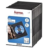 Hama DVD-Hülle Slim (auch passend für CDs und Blu-rays, extra schmal, mit Folie zum Einstecken des Covers) 25er-Pack, schw
