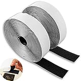 Selbstklebendes Klettband, 4 Meter Flauschband + 4 Meter Hakenband, 25 mm breit, mit Schere einteilbar, Klebe Klettverschluss, doppelseitiges Klebeband mit Velcro, Klettstreifen selbstklebend schw