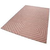 Esprit home I Moderner Kurzflor Teppich - Läufer aus Wolle für Wohnzimmer, Flur, Schlafzimmer I Raban I ESP-4183-03 I Rosa I (70 x 140 cm)