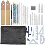Milkvetch 33-Teiliges Kunst Mischer Set, Papier Wischen Stift Skizzen Set, Schattierung Stifte zum Zeichnen, Zeichen ZubehhR Werkzeug für KüNstler Sk