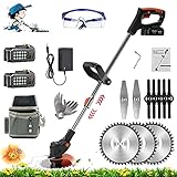 SFSGH Rasentrimmer Elektrischer 48v Rasentrimmer Akkubetriebene Hochleistungs-Metallklinge Akku-Gartentrimmer Verstellbarer Kopf und Teleskopgriff Beste Akku-Rasentrimmer Geeignet für G