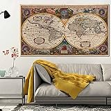 Retro Globale Weltkarte Alte Route Karte Vintage Seekarte Leinwand Malerei Wandkunst Poster Drucke Schlafzimmer Wohnzimmer Büro Studio Wohnkultur Wandb