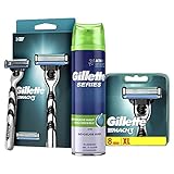 Gillette Mach3 Bartpflege Set, Nassrasierer Herren + 10 Rasierklingen + Series Rasiergel (200 ml)