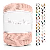 Makramee-Baumwollkordel (Dusty Pink Blush), Einzelstrang, gedreht, 5 mm x 450 m, Bastelseil | recycelte Schnur für Kits, Pflanzenhänger, Wandbehänge, Wandteppiche | Farben: Weiß, Grün, G