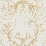 Barock- & Ornament-Tapete Vlies Barocktapete Gold Tapete für Büro Diele/Flur | Beige / Crème Gold | Muster (21 x 29,7 cm)
