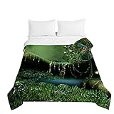 Chickwin Bettüberwurf Tagesdecke, 3D Wald Drucken Tagesdecken Herbst Sommer Bettüberwürfe Prägemuster Wohndecke Mikrofaser Bettdecke für Einzelbett Doppelbett (Grüner Dschungel,200x230cm)