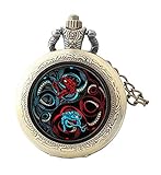 Elf House Taschenuhr, handgemalt, rote Schlange und blaue Schlangenmuster, personalisierbar, G