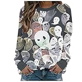 IFOUNDYOU Sweatshirt Damen ohne Kapuze Rundhals Pullover Sweatshirt mit Aufdruck Lang Basic Langarm Sweatshirt Leichter Herbst Winter Streetwear Sweatshirts Casual Vintage Bequem Sweatshirts Top