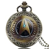 STAR TREK braunes Logo mit dekorativer Bordüre, Antikbronze-Effekt, Retro-/Vintage-Uhrwerk, Herren-Quarz-Taschenuhr-Halskette – an 80 