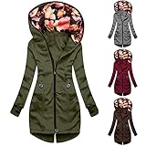 JIAYOUA Fleecejacke Damen Lang Große Größen Kapuzenpullover ​Frauen Warm Hoodie Herbst Winter Sweatshirt mit Kapuze Langarm Oversize Übergangsjacke Pullover Reißverschluss Sweatjack