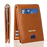 Geldbörse Herren Slim Wallet T TARANTO Kreditkartenetui Herren Anti RFID Port 12 Kreditkarten Geldbeutel Banknotenhalter Kartenetui Portemonnaie mit Metallclip Braun in Geschenkbox