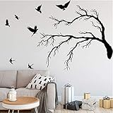 Vogel Wandtattoo Vogel Herde Wandbild Ast Vinyl Aufkleber Gothic Wohnkultur Selbstklebende Wohnzimmer Dekoration O221