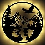 Natur Adler Berge Wald Leuchte Schild Geschenke personalisiert mit Namen I Led Wand-Lampe Batteriebetrieb