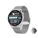 Aliwisdom Smartwatch DT 3 für Herren Damen, 1,36 Zoll HD Rund Bluetooth Anruf Smart Watch Wasserdicht Fitness Tracker für iOS Android Mit Bluetooth telefonieren & Whatsapp Funktion (Silber)